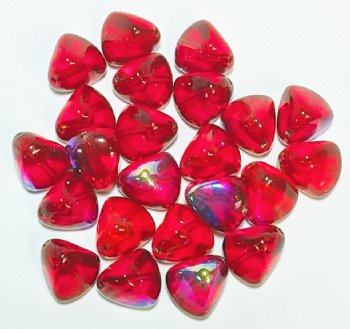 20 10mm Transparent Red AB Triangular Nugget Beads