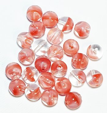 25 8mm Crystal & Satin Pink Givre Round Glass Beads