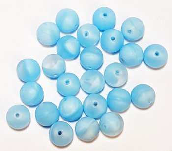 25 8mm Matte Crystal & Satin Aqua Givre Round Glass Beads