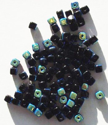 100 5mm Opaque Black AB Cube Beads