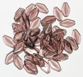 50 13mm Light Amethyst Flat Bicone Glass Beads