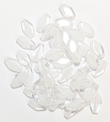50 13mm Crystal and White Flat Bicone Glass Beads