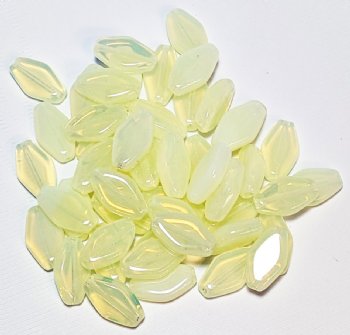 50 13mm Light Yellow Opal Flat Bicone Glass Beads