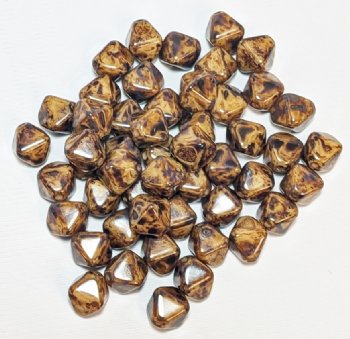 50 8mm Opaque Beige Travertine Glass Bicone Beads