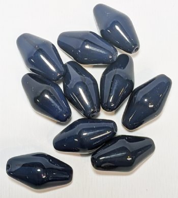 10, 20x10mm Opaque Navy Smooth Bicone Glass Beads