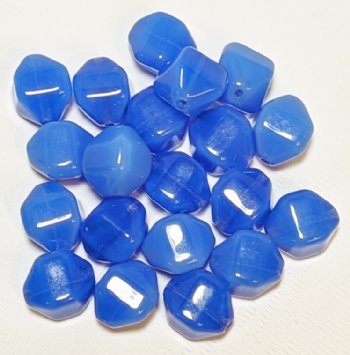 20, 12x10mm Four Sided Milky Blue Bicone / Lantern Beads