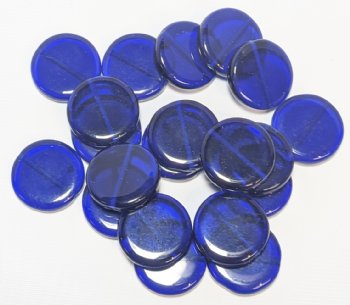 20, 17mm Transparent Cobalt Flat Disk Beads