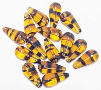 12, 20x9mm Transparent Topaz Tortoise Drop Beads