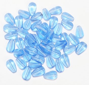 50 9x6mm Transparent Light Sapphire Opal Drop Beads
