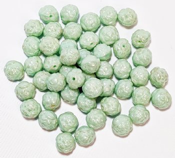 50 8mm Satin Light Green Lustre Glass Rose Beads