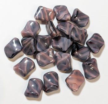 20, 14x10mm Twisted Satin Pink Tortoise Rectangle Beads