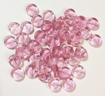 50, 8x3mm Crystal and Pink Flat Disk Beads