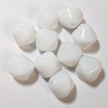 8, 17mm Opaque White Bicone Glass Beads