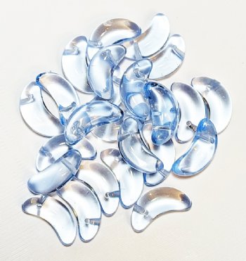 25, 6x15mm Transparent Light Sapphire Crescent Drop Beads