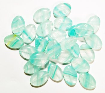 25 16x11mm Flat Oval Marble Crystal Light Mint Green