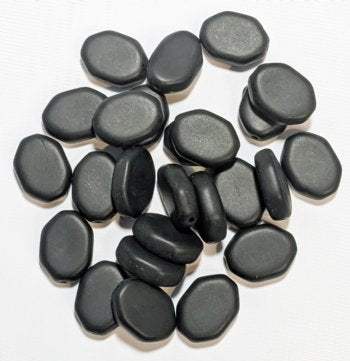 20, 16x12x5mm Matte Black Tapered Flat Oval Glass Beads