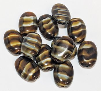 12, 18x13x6mm Satin Topaz Tortoise Flat Oval Beads