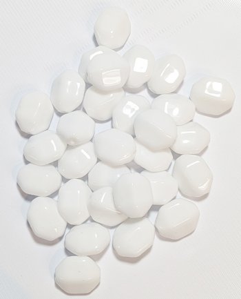 30, 12x10mm Opaque White Tapered Oval Beads