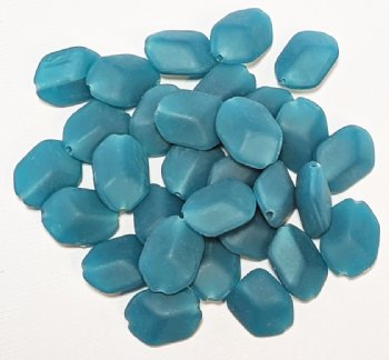 25, 14x10x6mm Matte Transparent Teal Tapered Oval Beads