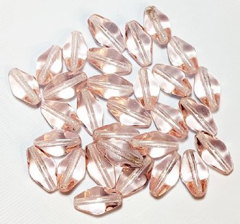 25, 14mm Transparent Light Pink Smooth Bicone Glass Beads