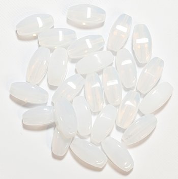 25, 16x6mm Milky White Opal Tapered Oval Beads