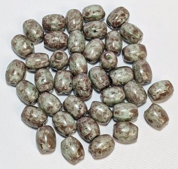 30, 9x6mm Celadon Green Marble Oval Beads