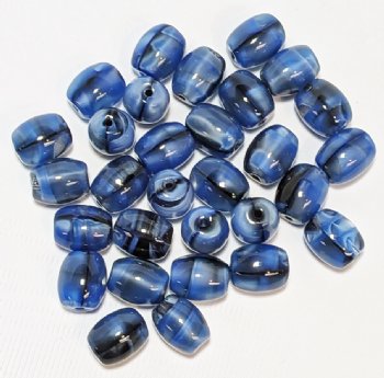 30, 9x8mm Satin Sapphire Tortoise Oval Beads