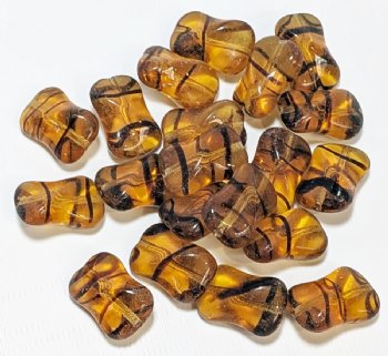 20, 15x10mm Transparent Topaz Tortoise Twisted Flat Rectangle Beads