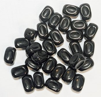 30, 11x7mm Opaque Black Pinched Rectangle Beads