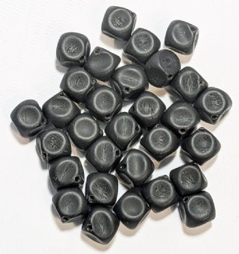 30 9mm Diagonal Hole Matte Black Cube Beads