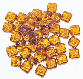 40, 5x8mm Transparent Topaz Ruffled Edge Flat Square Beads
