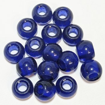 16, 9x12mm Transparent Cobalt Large Hole Glass Crow Beads