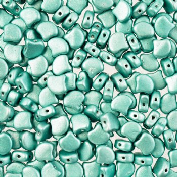 10 Grams 7.5mm Alucolour Mint Czech Glass Ginko Leaf Beads