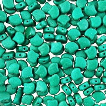10 Grams 7.5mm Alucolour Emerald Czech Glass Ginko Leaf Beads