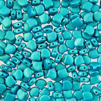 10 Grams 7.5mm Alucolour Azure Blue Czech Glass Ginko Leaf Beads