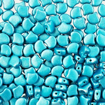 10 Grams 7.5mm Alucolour Sky Blue Czech Glass Ginko Leaf Beads