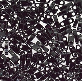 TLQC-0401 5 Grams Opaque Black Quarter Cut Two Hole Miyuki Tila Beads