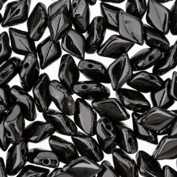 10 Grams of Opaque Black GemDuo Glass Beads