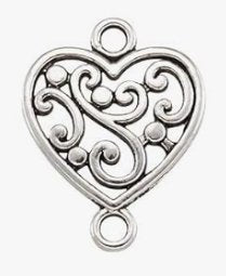 Pack of 10, 19x14mm Antique Silver Open Filigree Heart Connector / Links