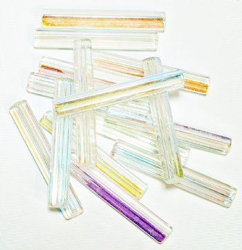 15, 40x6mm Transparent Crystal AB Atlas Beads
