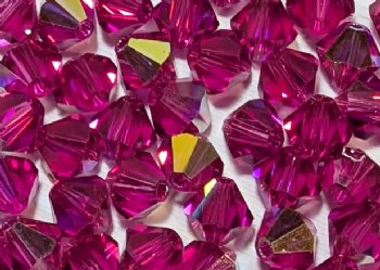 25 6mm Fuchsia AB Bicone Swarovski