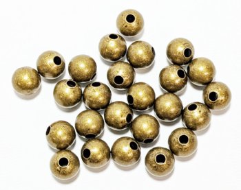 25, 8mm Brass Oxide Round Metal Beads