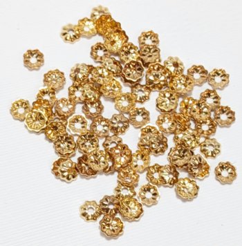 100, 1x3mm Gold Plated Fluted Bead Caps