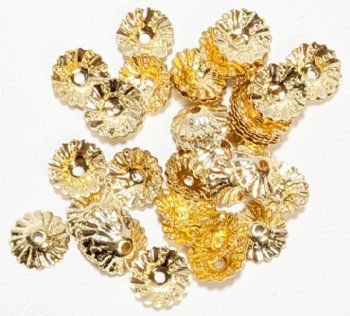 50, 2x9mm Gold Plated Twisted Fluted Bead Caps