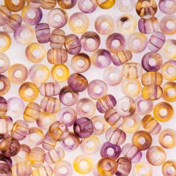 20 Gram Vial of 2/0 Transparent Crystal, Purple, & Yellow Seed Beads