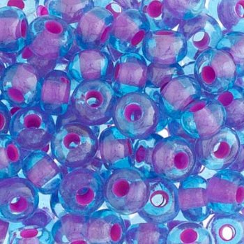 20 Gram Vial of 2/0 Fuchsia Lined Aqua Seed Beads