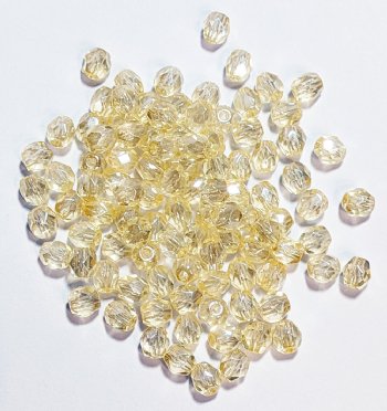 100 4mm Faceted Transparent Crystal Light Topaz Lustre Firepolish Beads