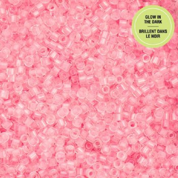 CY-1138 25 Grams of 11/0 Glow in the Dark Neon Pink Cylin Seed Beads