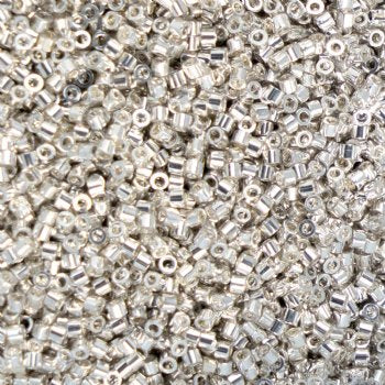 CY-1198 25 Grams of 11/0 Metallic Electroplated Silver Cylin Seed Beads
