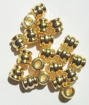 20 7x7mm Gold Plated Ringed Metal Tube Beads